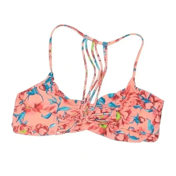 Tori Praver Bright Mango Floral Macrame Bikini Top Size XL Like New - Picture 2 of 4